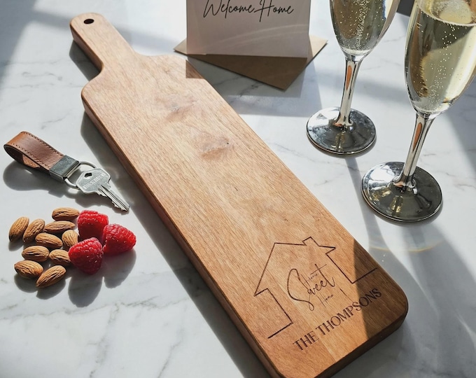 Personalized Wooden Bread Board, Custom Engraved Realtor Closing Gift, Home Sweet Home