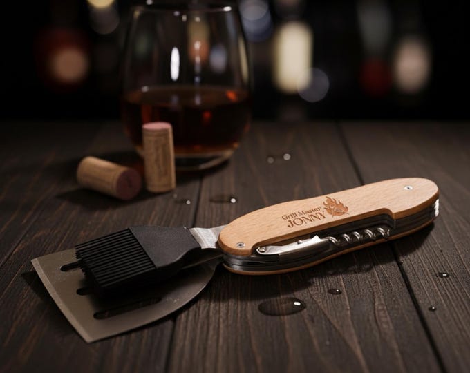 Personalized Grill Accessories – Customized Grill Master Multi Tool for BBQ Lovers, Father’s Day, Grandpa, Husband, and Christmas Gifts