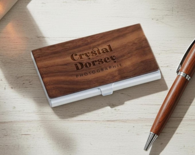 Customized Business Cards Holder, Personalized Wooden Business Cards Holder, Gift for Boss, Graduation, Colleague, Professional, Executive