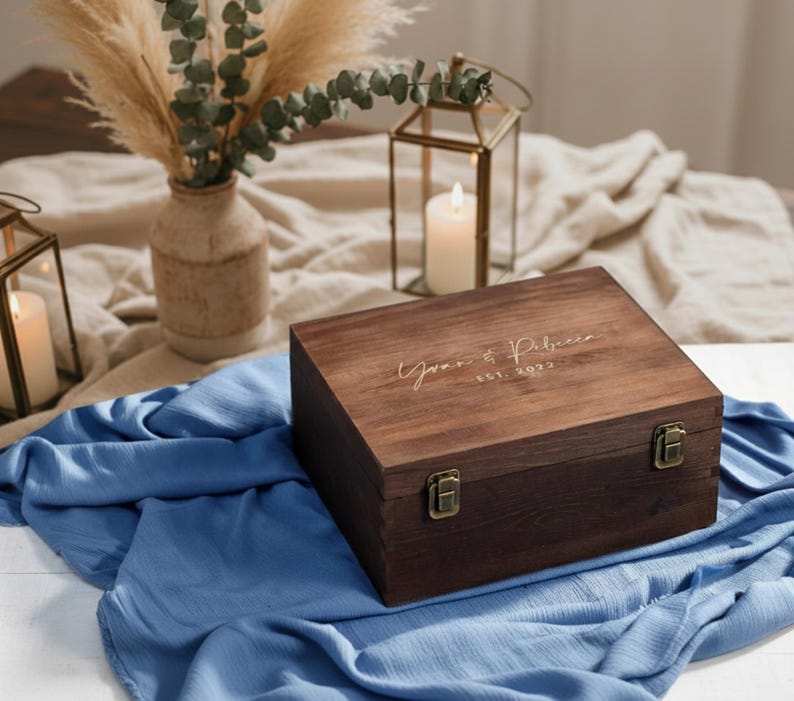 Personalized Engraved Wooden Gift Box: Rustic Keepsake Box image 11