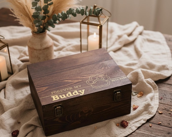 Personalized Pet Memorial Keepsake Box: Engraved Wooden Remembrance Trinket