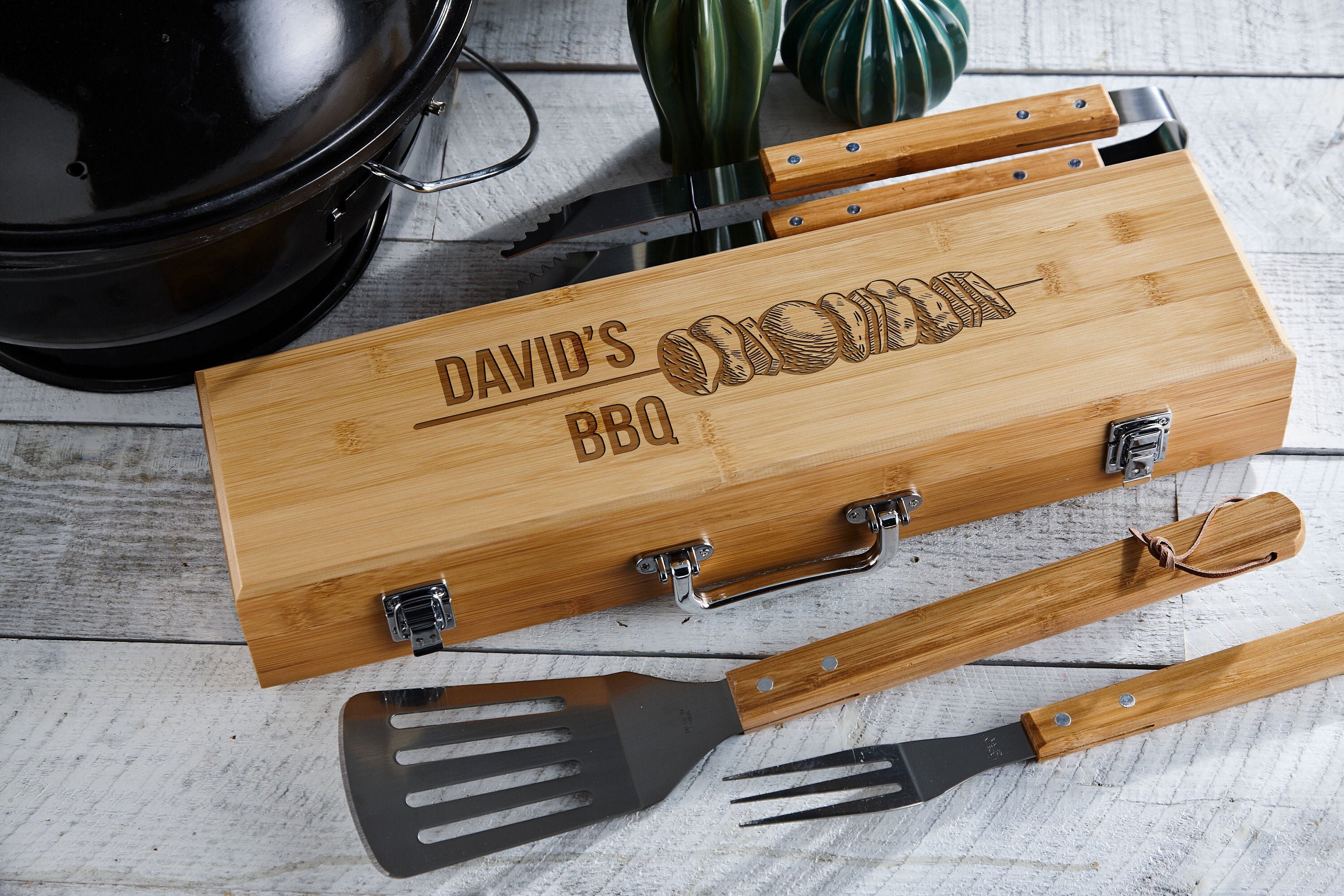 Personalized BBQ Set, Engraved BBQ set, Customized BBQ Utensil Set ...