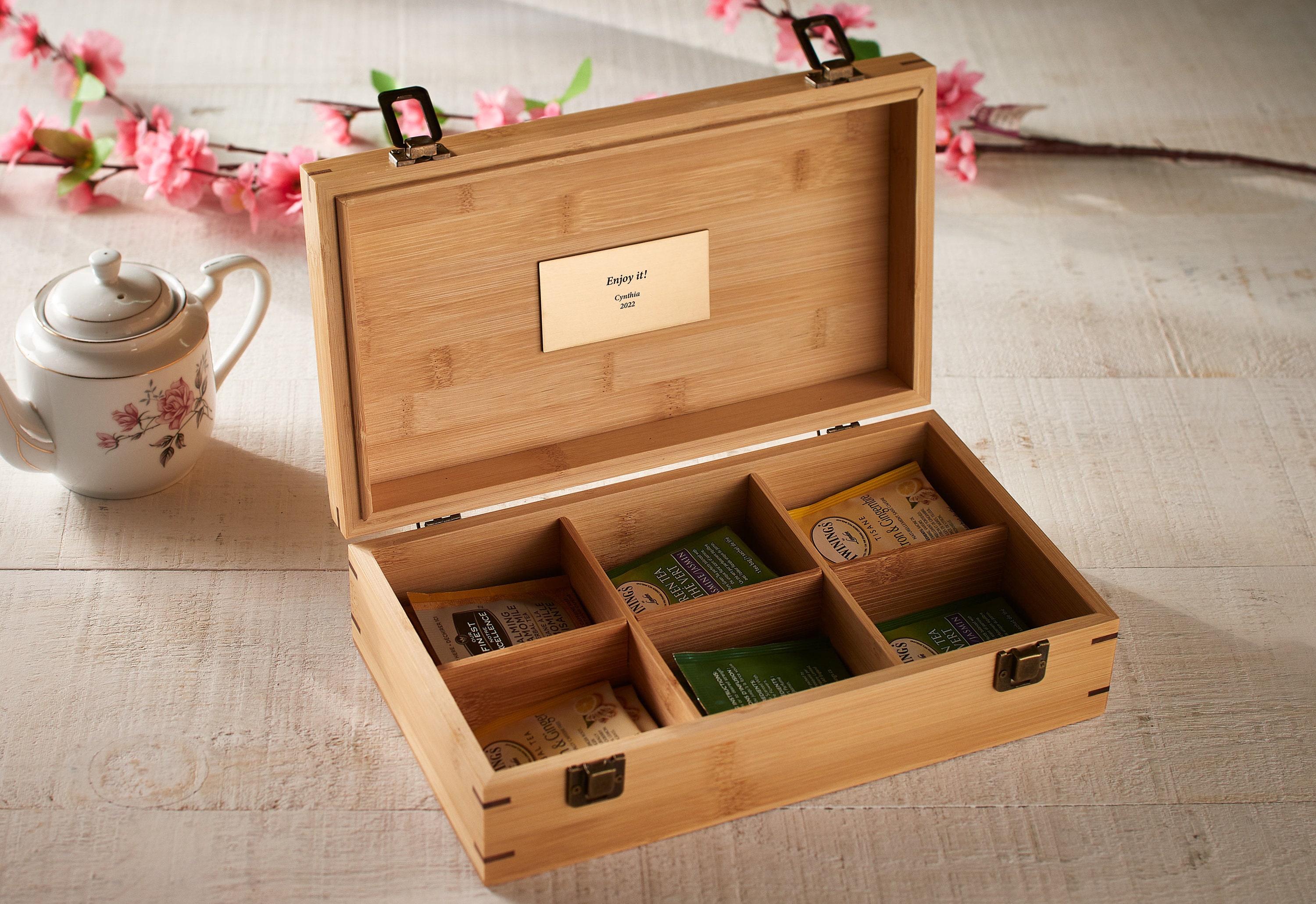 Personalized Tea Box, Custom Engraving Tea Box, Mothers Day Gift, Bamboo  Tea Box, Gift for Her, Christmas Gift 