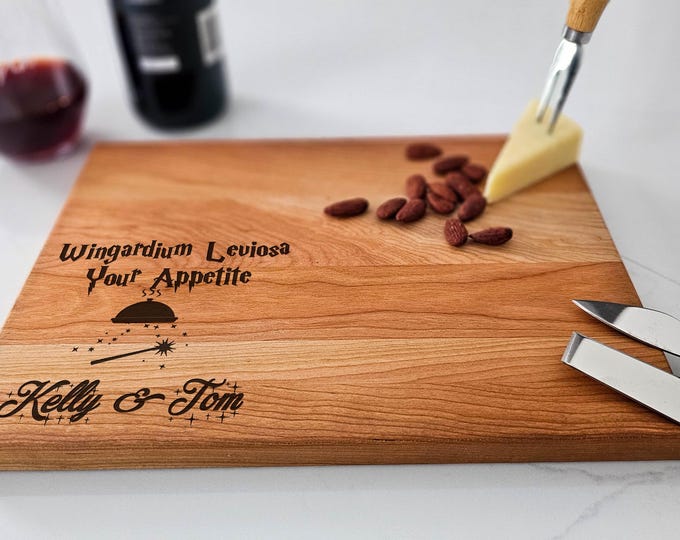 Personalized Cutting Board – Harry Potter-Inspired Couple: Custom Charcuterie Board | Wizarding, Anniversary, Wedding, Housewarming Gift