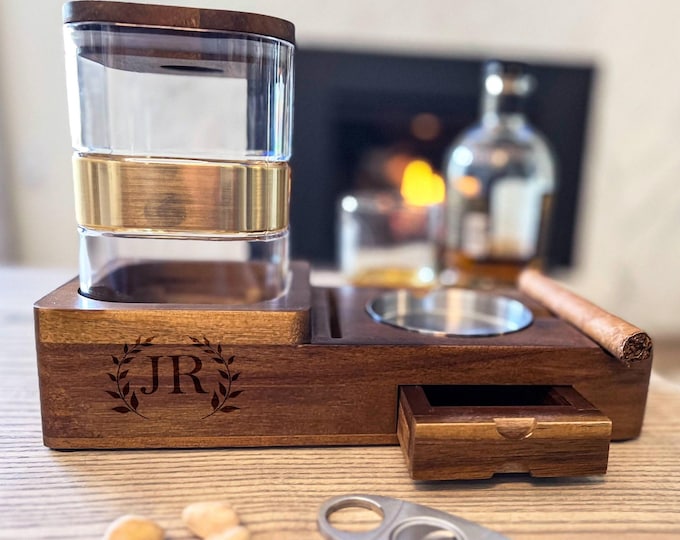 Personalized Cigar Ashtray, Custom-engraved Cigar Set, Father's Day Gift, Cigar Lovers Gift, Smoking Accessories, Cigar Humidor