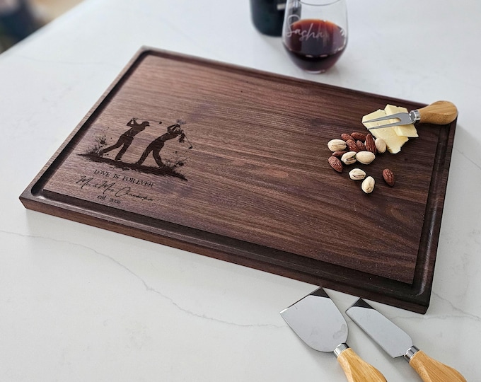 Personalized Cutting Board, Golf Gifts: Custom Cutting Board, Matching Couple, Golf Gift For The Couple, Engagement Gift, Housewarming Gift