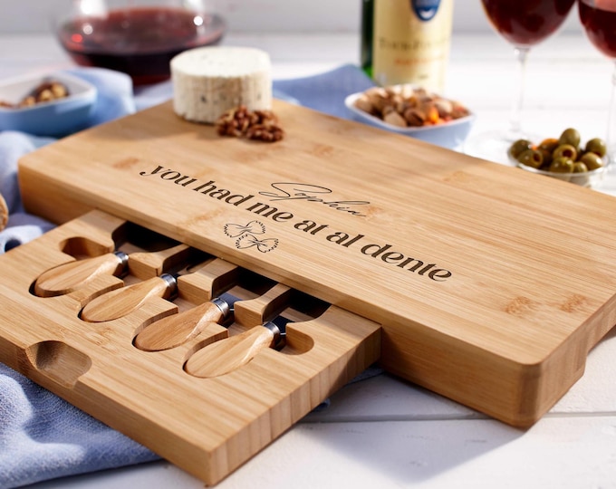 Personalized cheese board - You had me at al dente: Custom engraved charcuterie board, Perfect gift for home chefs & food enthusiasts