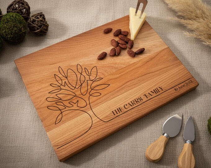 Personalized cutting board, Family Tree: Custom Engraved Charcuterie Board, Housewarming Gift, Wedding Gift, Couples Gift, Anniversary Gift