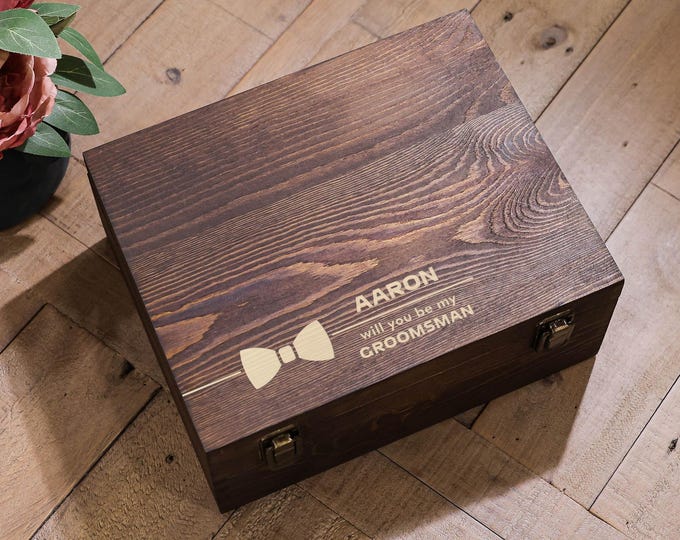 Personalized Wooden Groomsmen Proposal Keepsake Box: Custom Engraved Gift For Bachelor Party