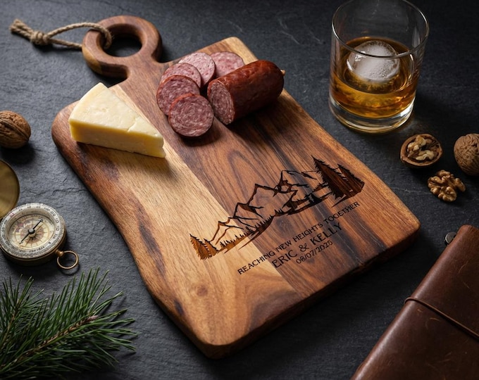 Personalized Live Edge Cutting Board: Rustic Wedding Charcuterie Board