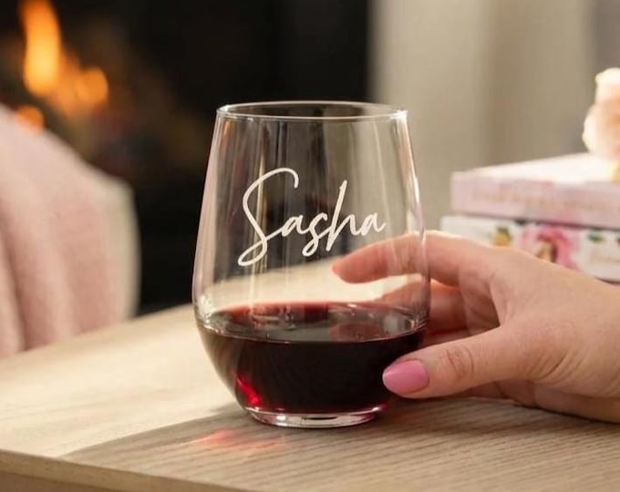 Personalized wine Glass, wine glasses, Stemless wine glass, Engraved Glass, Monogram wine Glass, wedding gifts, bridesmaid gifts