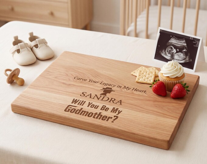 Godmother Proposal Gift | Personalized Cutting Board & "Will You Be My Godmother" Keepsake