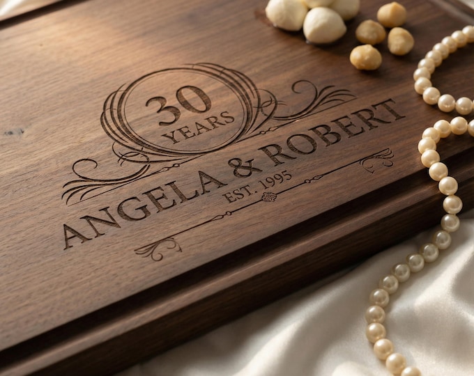 Personalized Cutting Board – 30 Years Anniversary: Custom Engraved Charcuterie Board, Couples Gift, Parent Gift, 30th Wedding Anniversary