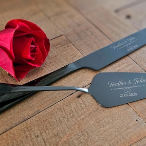 Personalized Wedding Cake Knife and Server Set: Laser Engraved with Four Color Options, Custom knife and server set, wedding gift Bild 5