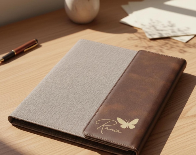 Personalized Leatherette Canvas Portfolios: Butterfly Themed, Personalized notepad, Custom portfolio, Graduation, Teachers, Coworker Gifts