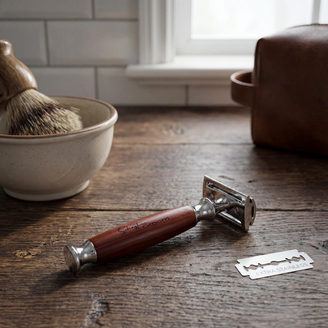 Personalized Sandalwood Safety Razor, Custom Engraved Double Edge ...