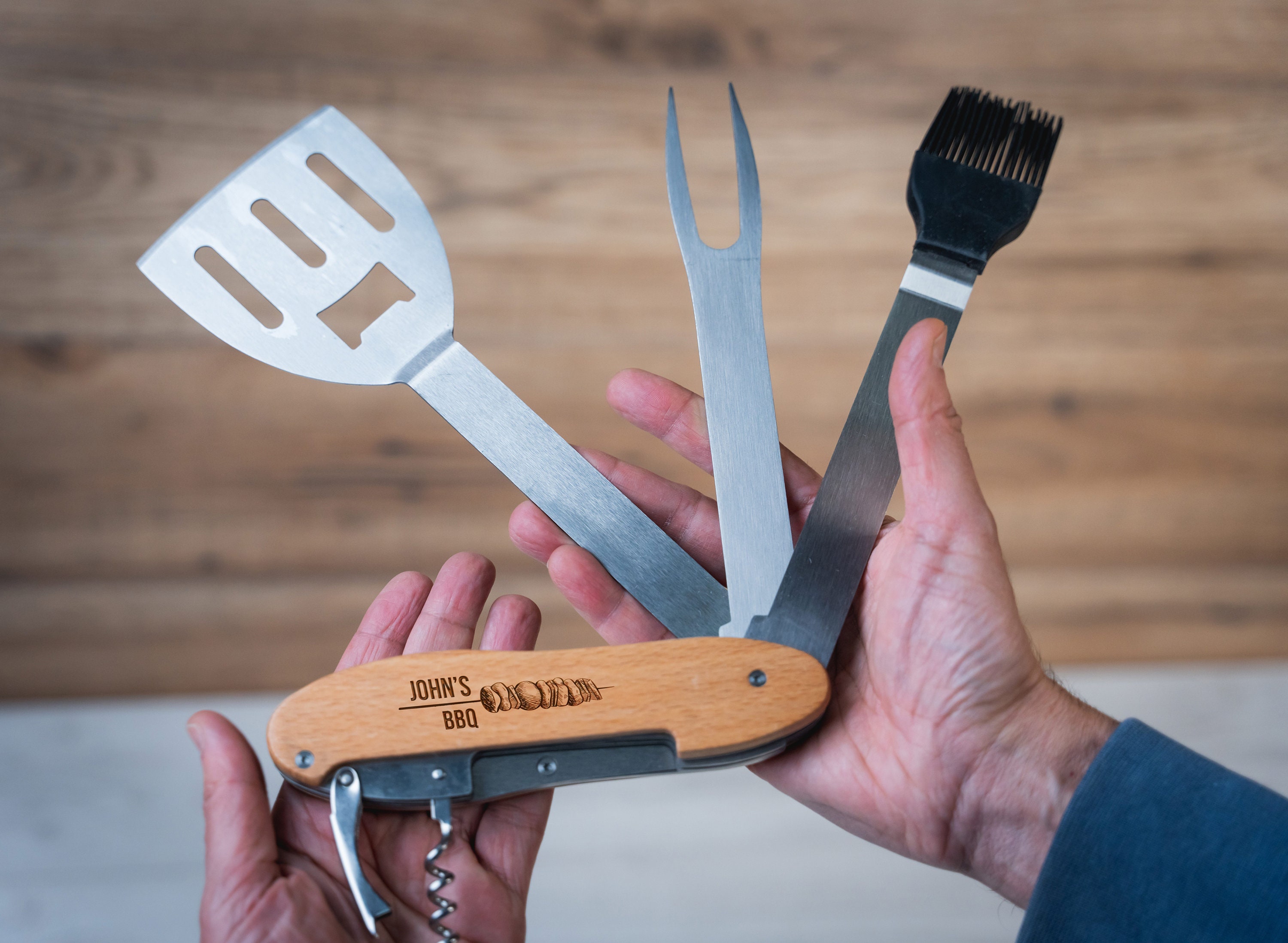 Personalized 5 in 1 Portable BBQ tools, Custom Barbeque set, foldable