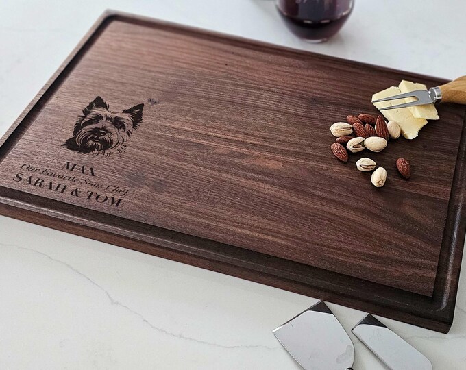 Personalized Cutting Board – Dog Lover: Custom Engraved Charcuterie Board, White Terrier Themed, Pet Owner, puppy, Dog Board Gift