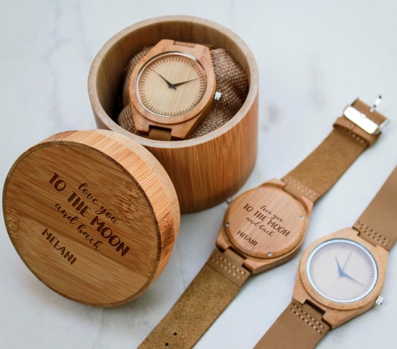 Reloj de madera personalizado para hombres reloj grabado para
