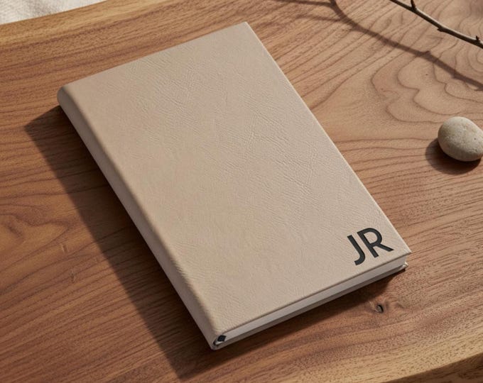 Personalized Journal, Custom Engraved Faux Leather Notebook: Monogrammed, Engraved, Lined Leatherette Book | Great Corporate Stationary Gift