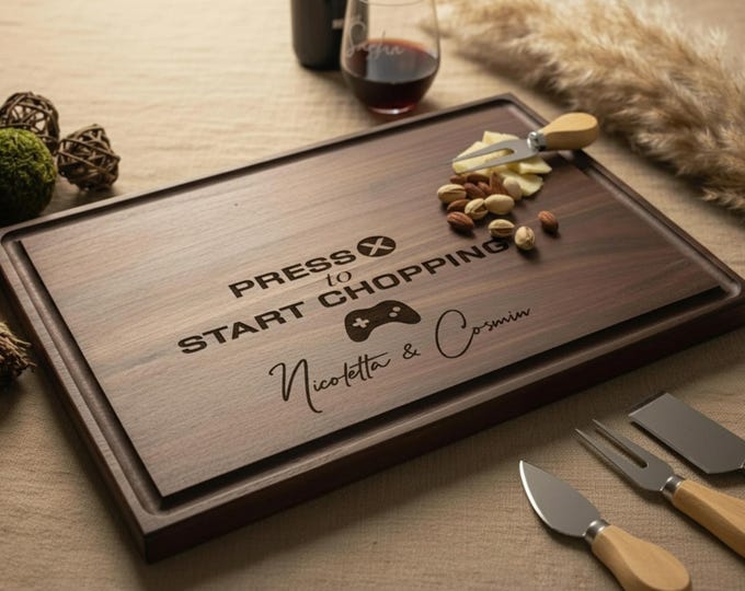 Personalized Cutting Board, Gamer Gifts: Custom Engraved Charcuterie Board, Console, Engagement Gift, Gift for the Couple,  Kitchen Gift