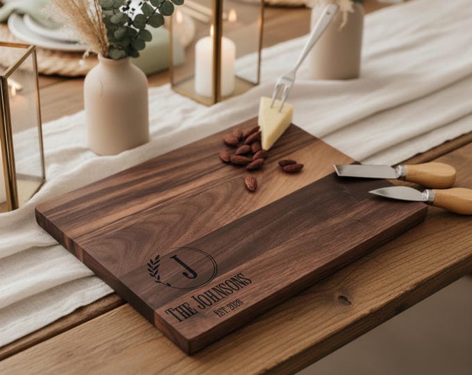 Monogrammed Cutting Board – Housewarming Gift: Custom Engraved Charcuterie Board