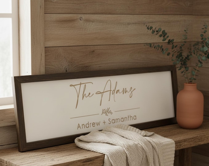 Personalized Farmhouse Wooden Sign, Custom-Engraved Rustic Decorative Wooden Sign: Housewarming, Engagement, Anniversary, Couple Gift