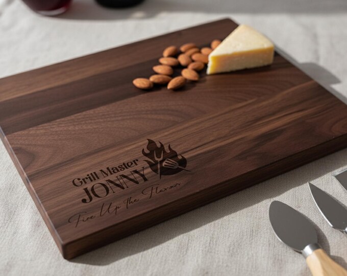 Personalized cutting board, Grill Master: Custom Engraved Charcuterie Board, Gift For Dad, Husband Gift, Boyfriend Gift, Grandpa Gift, Chef