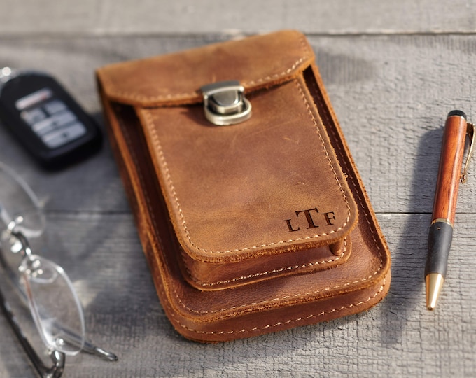 Personalized Belt Cell Phone Case, Vertical Leather Cell Phone Case,Fathers day gift, Distressed Leather Wallet, Valentines gift