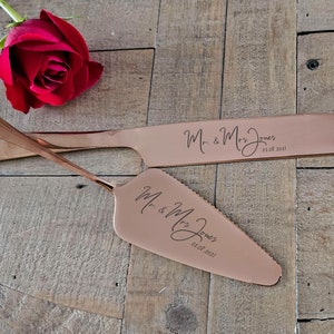 Personalized Wedding Cake Knife and Server Set: Laser Engraved with Four Color Options, Custom knife and server set, wedding gift image 2