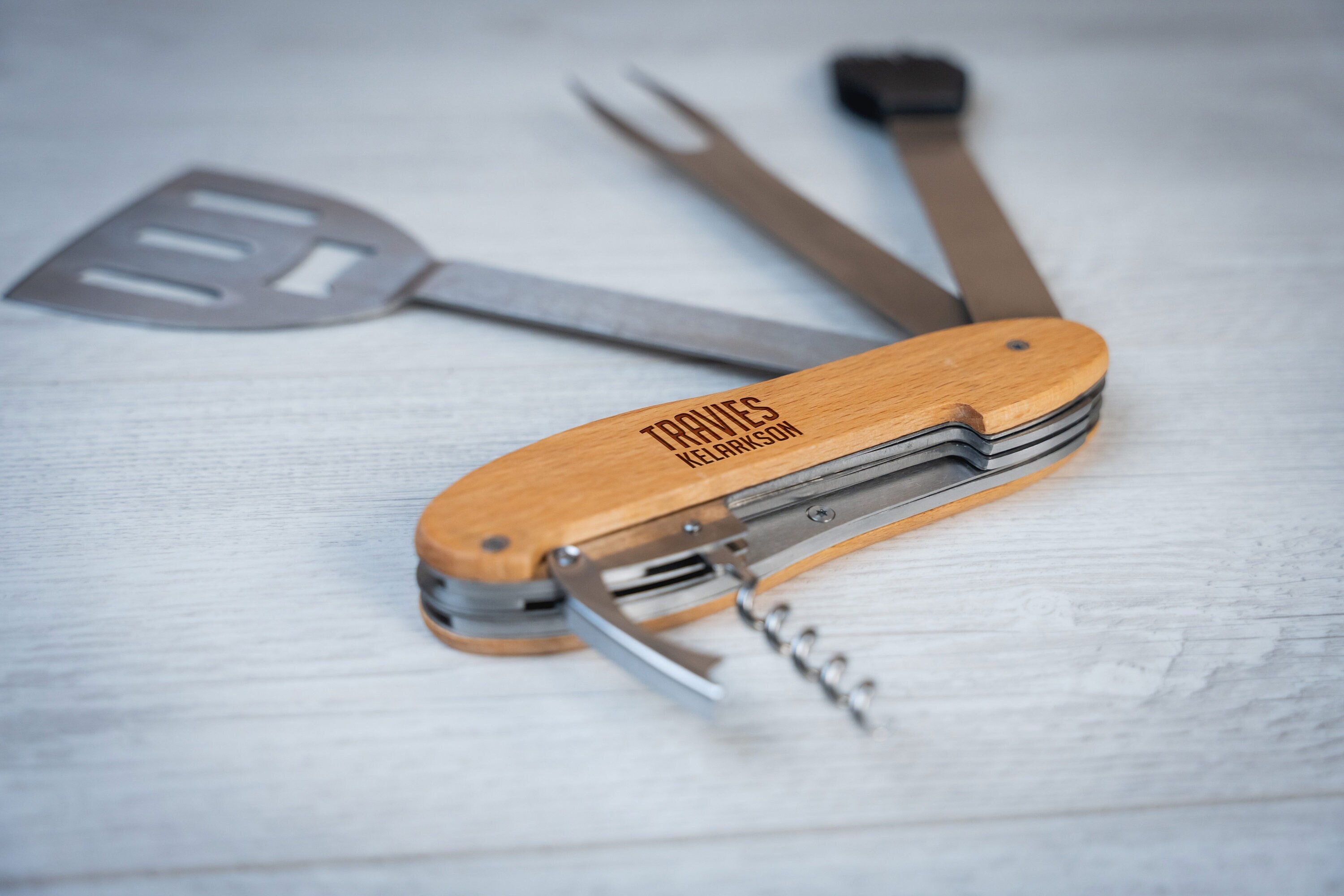 Personalized 5 in 1 Portable BBQ tools, Custom Barbeque set, foldable