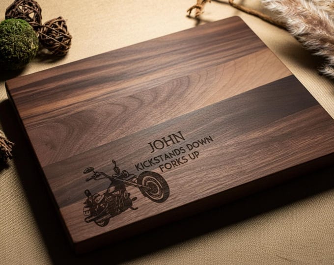Personalized Cutting Board – Motorcycle Gifts: Custom Charcuterie Board | Bikers Club, Harley, Motorbike, Kitchen Gift, Gift for Him