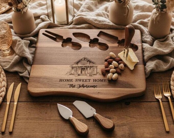 Personalized Charcuterie Board, Home Sweet Home: Cheese Board with tools, Realtor Closing Gift, Gift For The Couple, New Home Gift, Weddings