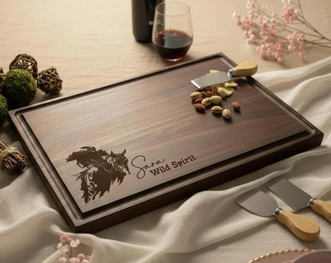 Personalized Charcuterie Board – Cowgirl: Custom Cutting Board, Gift For Her, Western Cowgirl, Wild Spirit, Wife, Daughter, Girlfriend