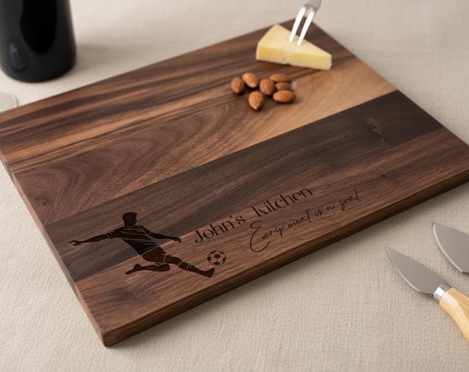 Personalized Charcuterie Board – Soccer: Custom Cutting Board, Soccer Player, Sport lover, Husband, Boyfriend, Soccer Goal, Tournament Gift