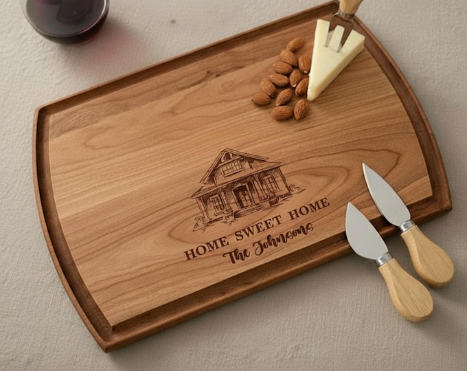Personalized cutting board, realtor closing gift: Custom Engraved Charcuterie Board, Home sweet Home, New Home Gift, Housewarming Gift