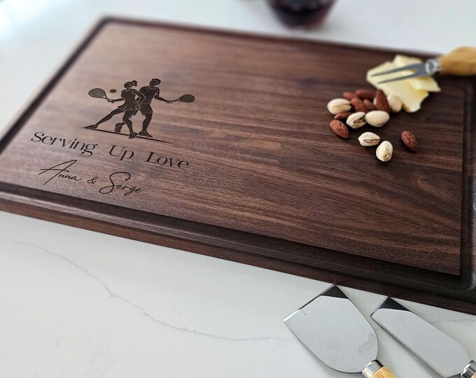 Personalized Cutting Board – Tennis Partners: Custom Engraved Charcuterie Board, Tennis Lovers, Sports Enthusiasts, Tennis Themed Board Gift
