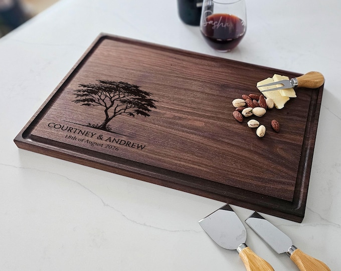 Personalized cutting board – Tree Themed: Customized Charcuterie for Wedding, New Beginning, Housewarming, Anniversary Gift for the Couple
