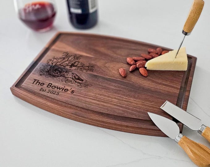 Personalized Cutting Board – Birds: Custom Engraved Charcuterie Board | Housewarming, Wedding, Engagement, Anniversary, Love Bird Gift