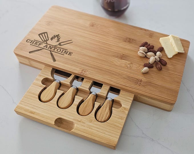 Personalized Charcuterie Board – Father's Day Gift: Custom Engraved Cheese Board | Great Gift for Chefs, Cooks, Grillmasters, BBQ Lovers