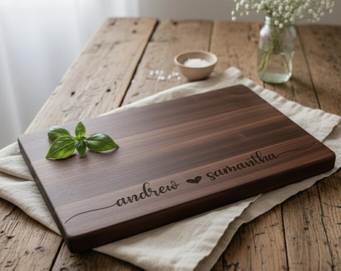 Custom Engraved Cutting Boards for Couples | Personalized Charcuterie Board, Wedding, Anniversary, Housewarming & Christmas Kitchen Gifts