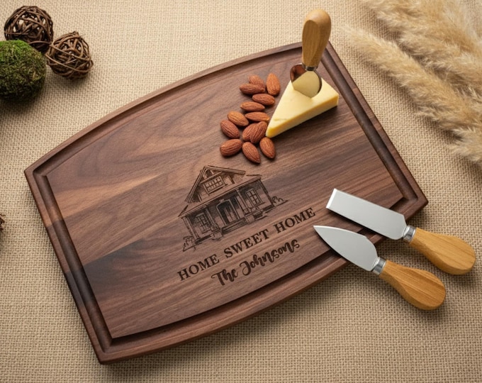Personalized cutting board – Realtor Housewarming: Custom Engraved Closing Gift & Family Kitchen Decor, Home Sweet Home Charcuterie Board