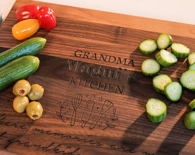 Personalized Cutting Board – Grandma Gift: Custom Engraved Charcuterie Board | Grandma's Kitchen, Mother's Day, Birthday, Christmas Present