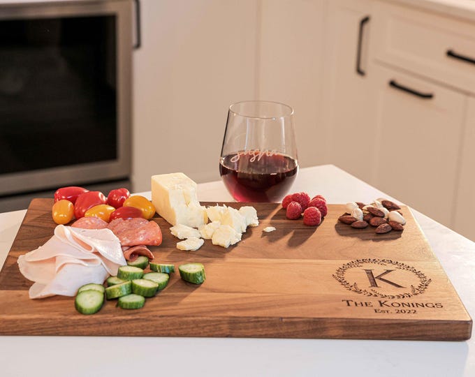 Personalized Cutting Board – Family Name Monogram: Custom Charcuterie Board | Hosting, Housewarming, Anniversary, Wedding, Engagement Gifts