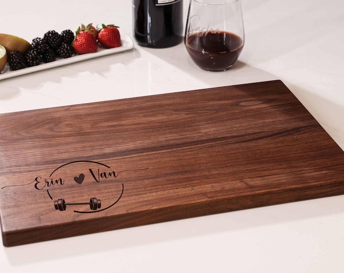 Personalized Charcuterie Board – Gym Lovers: Custom Cutting Board, Kitchen Decor, Gift For Couples, Fitness, Healthy Living, Weightlifting