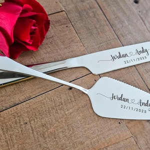 Personalized Wedding Cake Knife and Server Set: Laser Engraved with Four Color Options, Custom knife and server set, wedding gift image 9