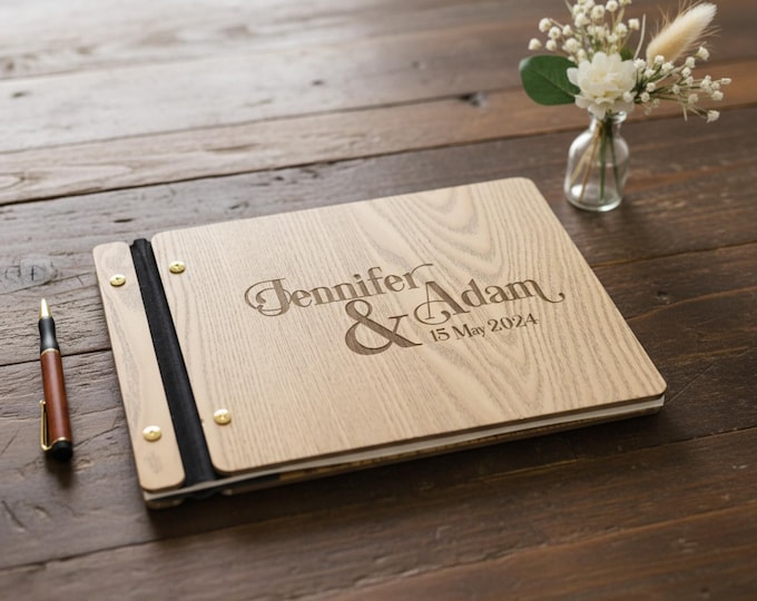 Personalized Wedding Guest book, Wedding Reception Album, Wedding Decor, Wooden Guestbook, Photo Wedding Album, Wedding Keepsake