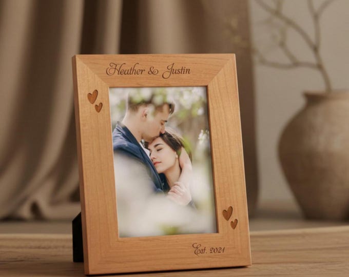Personalized engraved frame, Custom photo frame, Frame for a couple, valentine gifts, wedding gifts