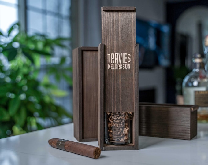 Custom Engraved Cigar Box – Personalized Groomsmen Gift, Wedding Keepsake, Best Man Gift, Customized Cigar Storage Box for Men, Cigar Lovers