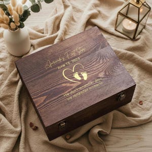 Engraved Wooden Baby Keepsake Box: Rustic Newborn Memory Box